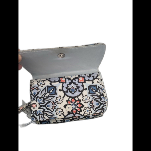 Multicolor Blue and Pink Floral White Background Vera Bradley Wristlet Wallet - Picture 3 of 5